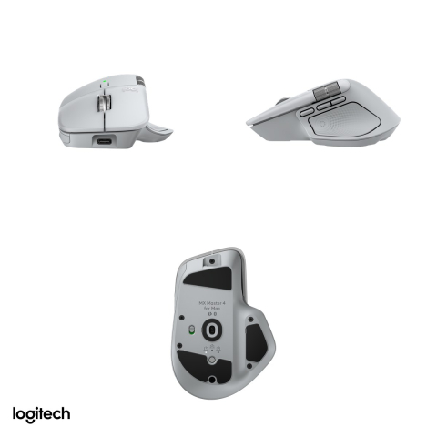 Mouse Bluetooth Logitech MX Master 4 for Mac cu feedback haptic, optimizat pentru macOS si iPadOS, senzor Darkfield 200-8000 DPI, 8 butoane, rotita MagSpeed, Actions Ring, alb-argintiu, 910-007576 [4]
