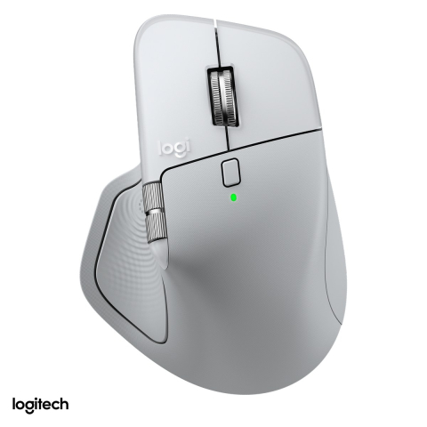 Accesorii IT - Mouse Bluetooth Logitech MX Master 4 for Mac cu feedback haptic, optimizat pentru macOS si iPadOS, senzor Darkfield 200-8000 DPI, 8 butoane, rotita MagSpeed, Actions Ring, alb-argintiu, 910-007576
