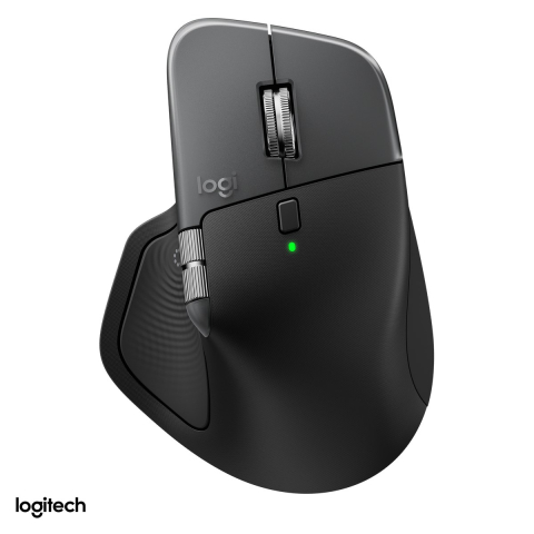 Accesorii IT - Mouse Bluetooth Logitech MX Master 4 for Mac cu feedback haptic, optimizat pentru macOS si iPadOS, senzor Darkfield 200-8000 DPI, 8 butoane, rotita MagSpeed, Actions Ring, negru, 910-007577