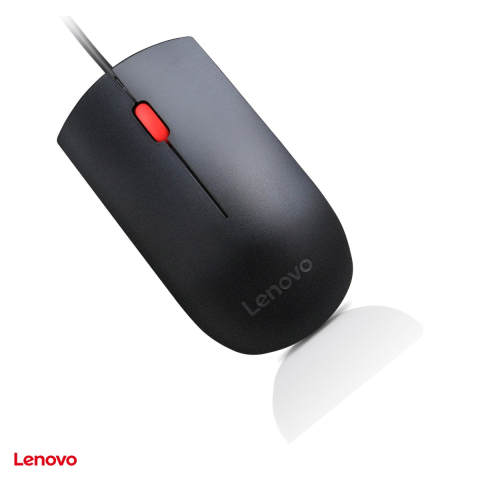 Mouse USB - Mouse cu fir Lenovo Essential USB, cablu 1,8 m, senzor optic 1600 DPI, 3 butoane, full-size, ambidextru, negru, 4Y50R20863