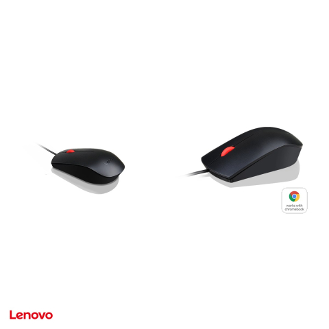 Mouse cu fir Lenovo Essential USB, cablu 1,8 m, senzor optic 1600 DPI, 3 butoane, full-size, ambidextru, negru, 4Y50R20863 [3]
