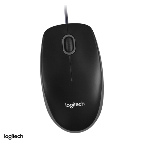 Mouse USB - Mouse cu fir Logitech B100, USB, cablu 180 cm, senzor optic 1000 DPI, 3 butoane, full-size, ambidextru, negru, 910-003357