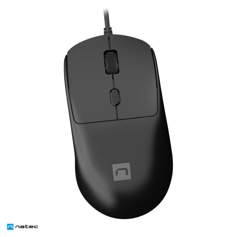 Mouse USB - Mouse cu fir Natec Hawk 2, senzor laser 800-2400 DPI, cablu USB 180 cm, 4 butoane, merge si pe sticla mata, negru, NMY-2387