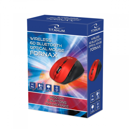 Mouse fara fir, 6D, Bluetooth v.5.0, Titanum Fornax 94658, 110 x 70 x 40 mm, 1600 DPI, rosu [4]