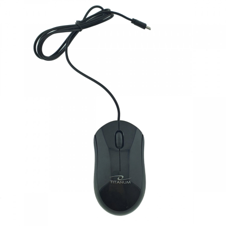 Mouse optic cu fir si conector USB-C, 3D, Titanum 94670, 1000 DPI, 100 x 55 x 30 mm, cablu 120cm, negru [3]