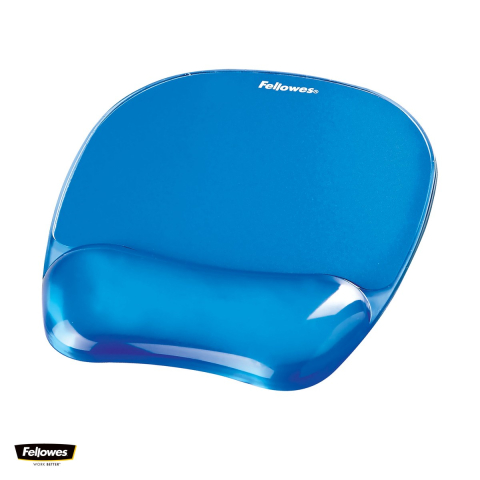 Birou & Ergonomie - Mouse pad Fellowes Crystal Gel cu suport pentru incheietura, 1.5 x 20.2 x 23 cm, albastru