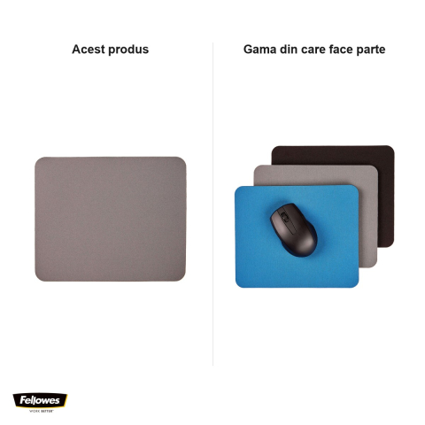 Mouse pad Fellowes din poliester, baza antiderapanta 5 mm, 230x190 mm, gri [4]