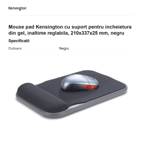 Mouse pad Kensington cu suport pentru incheietura din gel, inaltime reglabila, 210x337x25 mm, negru [2]