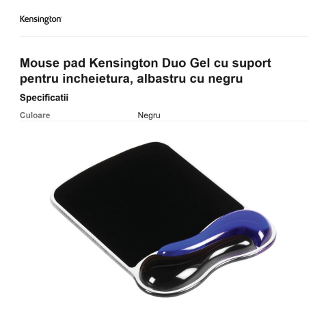Mouse pad Kensington Duo Gel cu suport pentru incheietura, albastru cu negru [2]