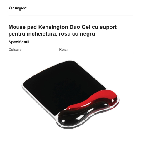 Mouse pad Kensington Duo Gel cu suport pentru incheietura, rosu cu negru [2]
