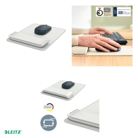 Mouse pad Leitz Ergo cu suport pentru incheietura, 2 inaltimi, 200 x 24 x 260 mm, gri pastel [3]