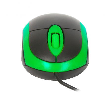 Mouse USB, Omega 41879 OM-06V, 1200 DPI, 95x57x33mm, cablu 110cm , negru cu verde [3]