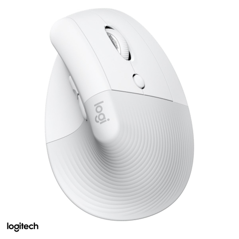 Accesorii IT - Mouse vertical ergonomic Bluetooth Logitech Lift for Mac, pentru macOS si iPadOS, 6 butoane, unghi de 57 de grade, clicuri silentioase, Easy-Switch 3 dispozitive, alb-crem, 910-006477