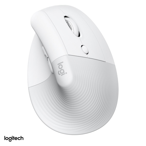 Accesorii IT - Mouse vertical ergonomic wireless Logitech Lift for Business, pentru dreptaci, Logi Bolt si Bluetooth, unghi de 57 de grade, 1 baterie AA, alb-crem, 910-006496