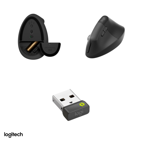 Mouse vertical ergonomic wireless Logitech Lift for Business, pentru dreptaci, Logi Bolt si Bluetooth, unghi de 57 de grade, 1 baterie AA, grafit, 910-006494 [4]