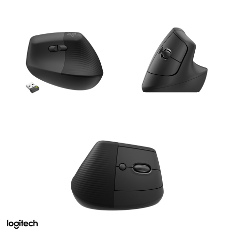 Mouse vertical ergonomic wireless Logitech Lift for Business, pentru dreptaci, Logi Bolt si Bluetooth, unghi de 57 de grade, 1 baterie AA, grafit, 910-006494 [3]
