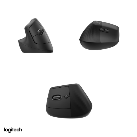 Mouse vertical ergonomic wireless Logitech Lift Left, pentru stangaci, 6 butoane, Logi Bolt si Bluetooth, unghi de 57 de grade, clicuri silentioase, Easy-Switch 3 dispozitive, grafit, 910-006474 [3]