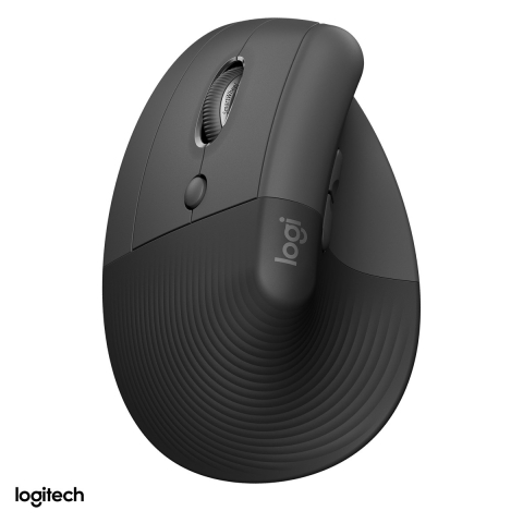 Accesorii IT - Mouse vertical ergonomic wireless Logitech Lift Left, pentru stangaci, 6 butoane, Logi Bolt si Bluetooth, unghi de 57 de grade, clicuri silentioase, Easy-Switch 3 dispozitive, grafit, 910-006474