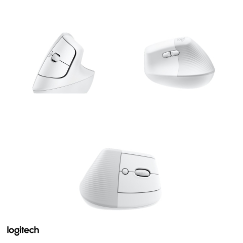 Mouse vertical ergonomic wireless Logitech Lift, pentru dreptaci, 6 butoane, Logi Bolt si Bluetooth, unghi de 57 de grade, clicuri silentioase, Easy-Switch 3 dispozitive, alb-crem, 910-006475 [3]