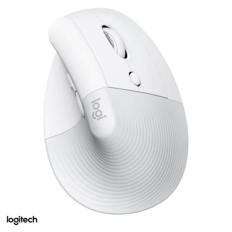 Accesorii IT - Mouse vertical ergonomic wireless Logitech Lift, pentru dreptaci, 6 butoane, Logi Bolt si Bluetooth, unghi de 57 de grade, clicuri silentioase, Easy-Switch 3 dispozitive, alb-crem, 910-006475