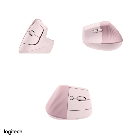 Mouse vertical ergonomic wireless Logitech Lift, pentru dreptaci, 6 butoane, Logi Bolt si Bluetooth, unghi de 57 de grade, clicuri silentioase, Easy-Switch 3 dispozitive, roz, 910-006478 [3]
