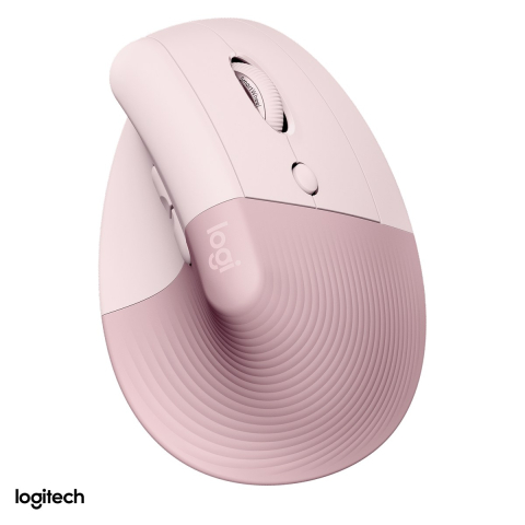 Accesorii IT - Mouse vertical ergonomic wireless Logitech Lift, pentru dreptaci, 6 butoane, Logi Bolt si Bluetooth, unghi de 57 de grade, clicuri silentioase, Easy-Switch 3 dispozitive, roz, 910-006478