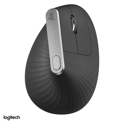 Accesorii IT - Mouse vertical ergonomic wireless Logitech MX Vertical, receptor Unifying, Bluetooth si USB-C, unghi de 57 de grade, 400-4000 DPI, acumulator, grafit, 910-005448