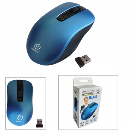 Mouse wireless 2.4 GHz cu receptor nano USB, Rebeltec Star, 800/1000/1600/ DPI, 4 butoane si scroll, 2 x AAA, albastru [2]