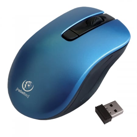 Accesorii IT - Mouse wireless 2.4 GHz cu receptor nano USB, Rebeltec Star, 800/1000/1600/ DPI, 4 butoane si scroll, 2 x AAA, albastru