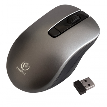 Accesorii IT - Mouse wireless 2.4 GHz cu receptor nano USB, Rebeltec Star, 800/1000/1600/ DPI, 4 butoane si scroll, 2 x AAA, gri