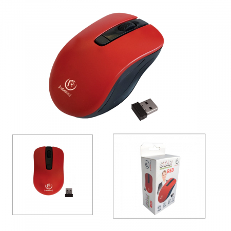 Mouse wireless 2.4 GHz cu receptor nano USB, Rebeltec Star, 800/1000/1600/ DPI, 4 butoane si scroll, 2 x AAA, rosu [2]