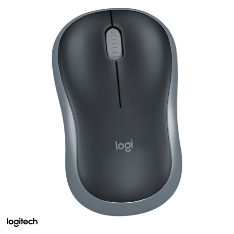 Accesorii IT - Mouse wireless compact Logitech M185, conexiune 2.4 GHz cu receptor USB nano, senzor optic 1000 DPI, 3 butoane, raza de lucru 10 m, 1 baterie AA, forma ambidextra, gri, 910-002235