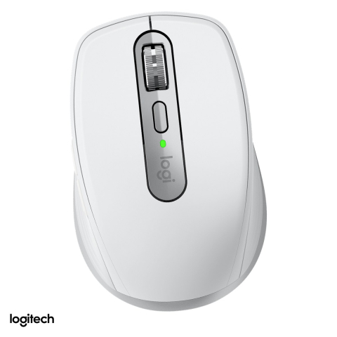 Accesorii IT - Mouse wireless compact Logitech MX Anywhere 3S, Bluetooth, senzor Darkfield 200-8000 DPI care merge si pe sticla, 6 butoane, rotita MagSpeed, acumulator USB-C, gri deschis, 910-006930