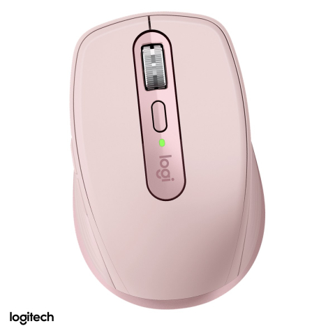 Accesorii IT - Mouse wireless compact Logitech MX Anywhere 3S, Bluetooth, senzor Darkfield 200-8000 DPI care merge si pe sticla, 6 butoane, rotita MagSpeed, acumulator USB-C, roz, 910-006931