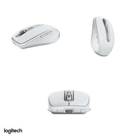 Mouse wireless compact Logitech MX Anywhere 3S, Bluetooth, senzor Darkfield 200-8000 DPI care merge si pe sticla, 6 butoane, rotita MagSpeed, acumulator USB-C, gri deschis, 910-006930 [3]