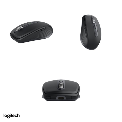 Mouse wireless compact Logitech MX Anywhere 3S, Bluetooth, senzor Darkfield pana la 8000 DPI, 6 butoane, rotita MagSpeed, clicuri silentioase, acumulator USB-C, gri grafit, 910-006929 [3]