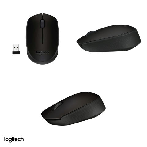 Mouse wireless Logitech B170, receptor nano USB 2.4 GHz, senzor optic 1000 DPI, 2 butoane, ambidextru, 1 baterie AA, negru, 910-004798 [3]