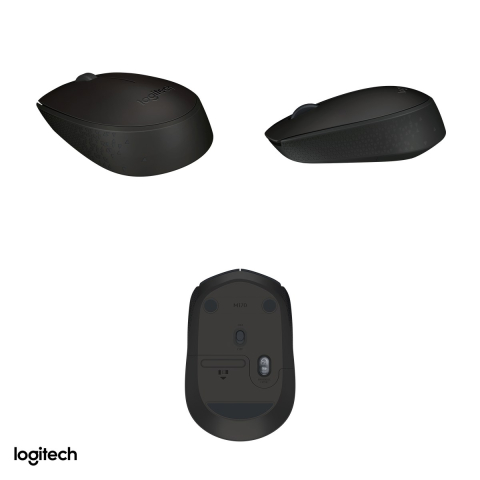 Mouse wireless Logitech M170, 2.4 GHz cu receptor USB nano, senzor optic 1000 DPI, 3 butoane, raza de lucru 10 m, 1 baterie AA, forma ambidextra, gri cu negru, 910-004642 [3]