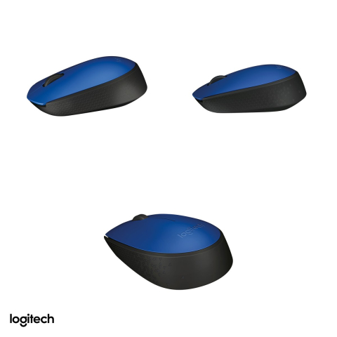 Mouse wireless Logitech M171, receptor USB nano 2.4 GHz, senzor optic 1000 DPI, 3 butoane, raza de lucru 10 m, 1 baterie AA, ambidextru, albastru cu negru, 910-004640 [3]