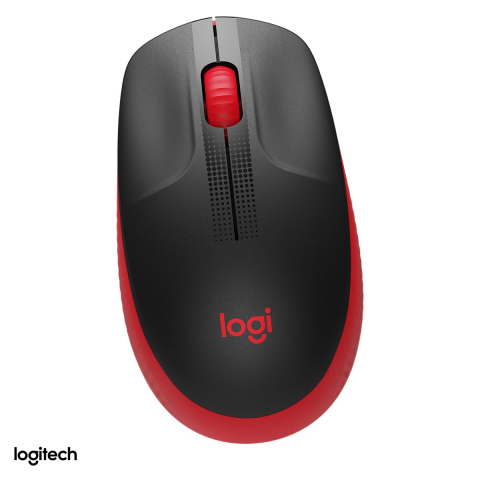 Accesorii IT - Mouse wireless Logitech M190 full-size, receptor USB nano 2.4 GHz, senzor optic 1000 DPI, 3 butoane, raza de lucru 10 m, 1 baterie AA, ambidextru, rosu, 910-005908