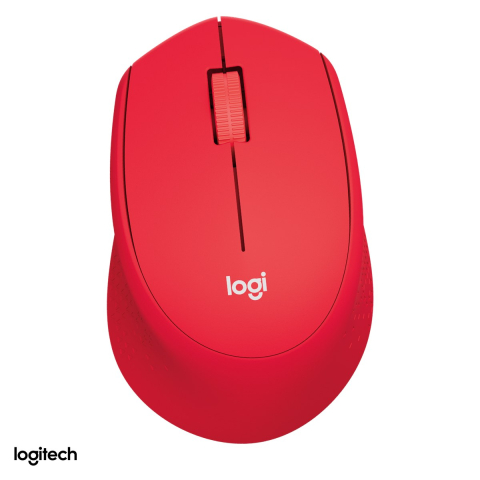 Accesorii IT - Mouse wireless Logitech M330 Silent Plus, clicuri silentioase SilentTouch, receptor USB 2.4 GHz, senzor optic 1000 DPI, 3 butoane, 1 baterie AA, pentru mana dreapta, rosu, 910-004911