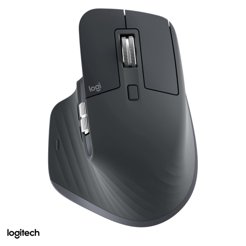 Accesorii IT - Mouse wireless Logitech MX Master 3S Bluetooth Edition, senzor Darkfield 200-8000 DPI care merge si pe sticla, 7 butoane, rotita MagSpeed, clicuri silentioase, acumulator USB-C, gri grafit, 910-007501
