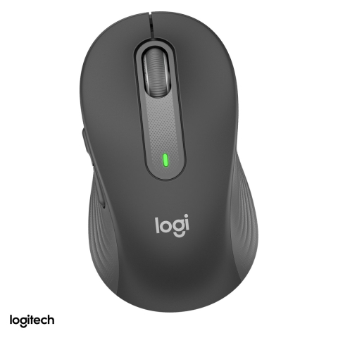 Accesorii IT - Mouse wireless Logitech Signature M650 for Business, marime Medium, 5 butoane, pentru mana dreapta, receptor Logi Bolt sau Bluetooth, rotita SmartWheel, clicuri silentioase, grafit, 910-006274