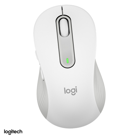 Accesorii IT - Mouse wireless Logitech Signature M650 L pentru mana dreapta, marime L, 5 butoane, receptor Logi Bolt inclus sau Bluetooth, rotita SmartWheel, clicuri silentioase, alb-crem, 910-006238