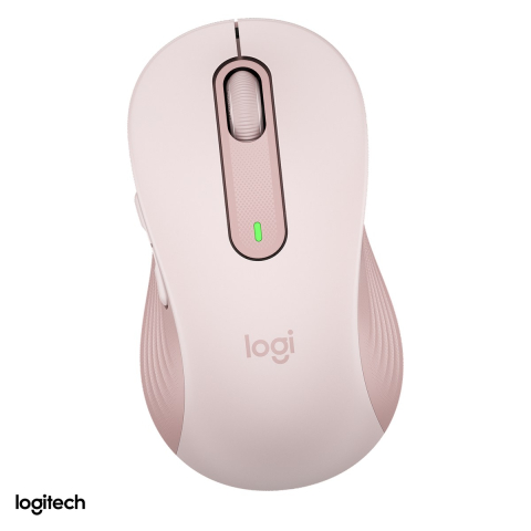 Accesorii IT - Mouse wireless Logitech Signature M650 L pentru mana dreapta, marime L, 5 butoane, receptor Logi Bolt inclus sau Bluetooth, rotita SmartWheel, clicuri silentioase, roz, 910-006237