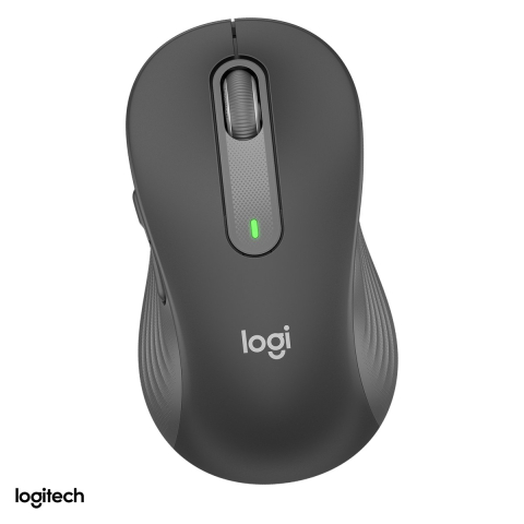 Accesorii IT - Mouse wireless Logitech Signature M650 L pentru mana dreapta, receptor Logi Bolt inclus sau Bluetooth, 5 butoane, clicuri silentioase, 1 baterie AA, gri grafit, 910-006236
