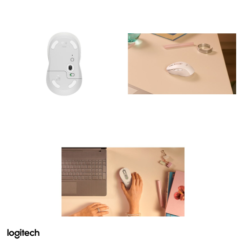 Mouse wireless Logitech Signature M650 pentru mana dreapta, pentru maini mici si medii, 5 butoane, receptor Logi Bolt inclus sau Bluetooth, rotita SmartWheel, clicuri silentioase, alb-crem, 910-006255 [4]