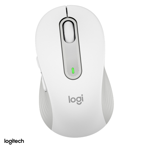 Accesorii IT - Mouse wireless Logitech Signature M650 pentru mana dreapta, pentru maini mici si medii, 5 butoane, receptor Logi Bolt inclus sau Bluetooth, rotita SmartWheel, clicuri silentioase, alb-crem, 910-006255