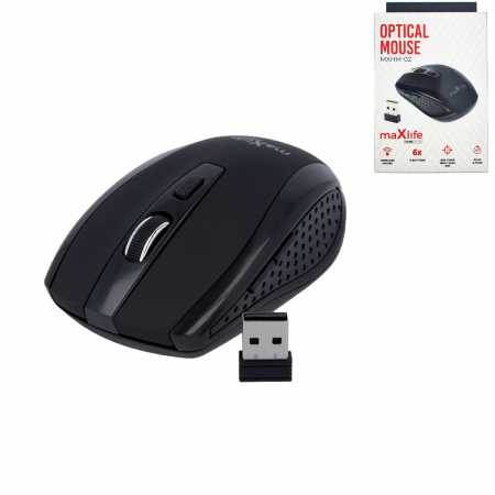 Accesorii IT - Mouse Wireless Maxlife Home Office MXHM-02, 800/1200/1600 DPI, 6 butoane, dimensiuni 98 x 58 x 35mm, negru