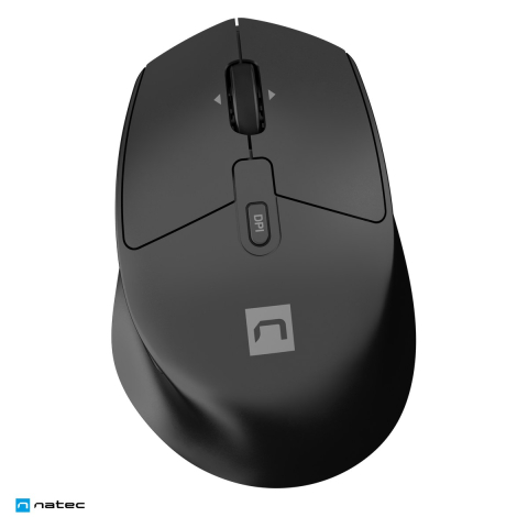 Accesorii IT - Mouse wireless Natec Kite, 2.4 GHz si Bluetooth 5.0, 3 dispozitive, senzor Blue Sense 4000 DPI care merge si pe sticla, 9 butoane, clicuri silentioase, scroll orizontal, negru, NMY-2347